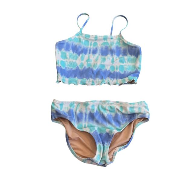 CREWCUTS Girls Tie-Dye Blue and Green Swim Suit size 14 Tankini set 2 piece - Picture 1 of 9